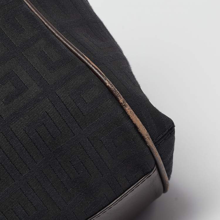 Pre Owned Givenchy Black Monogram Fabric and Leather Double Zip Tote