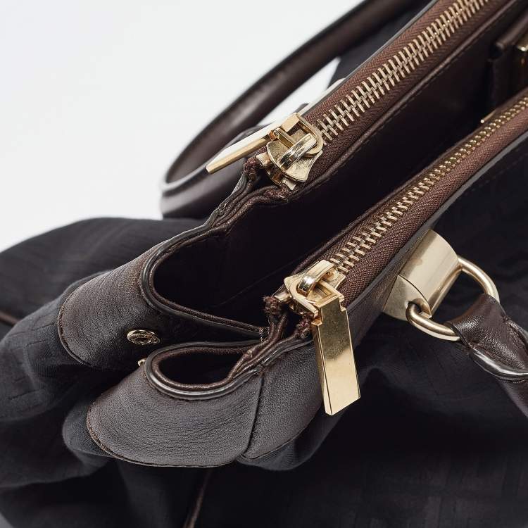 Pre Owned Givenchy Black Monogram Fabric and Leather Double Zip Tote