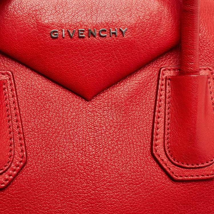 Pre Owned Givenchy Red Leather Medium Antigona Satchel