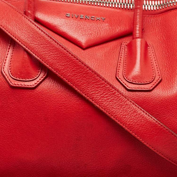 Pre Owned Givenchy Red Leather Medium Antigona Satchel