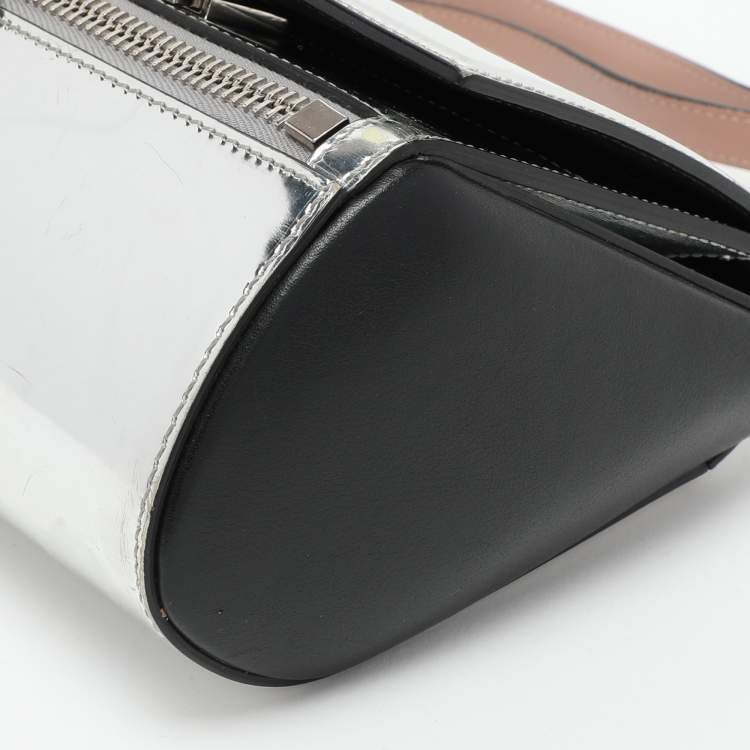 Pre Owned Givenchy Silver/Black Leather Pandora Crossbody Bag