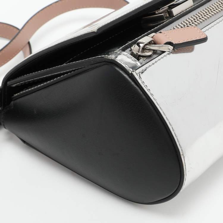 Pre Owned Givenchy Silver/Black Leather Pandora Crossbody Bag