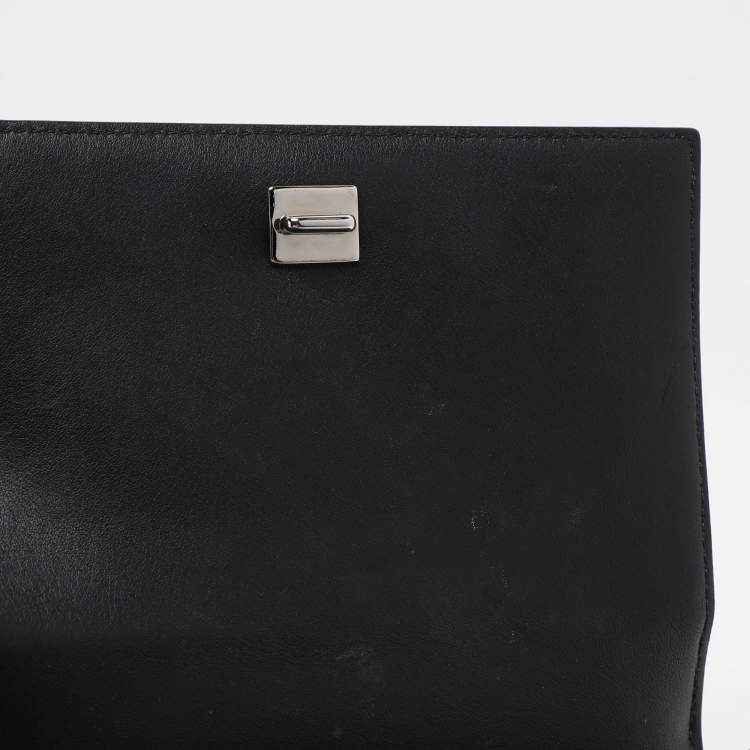 Pre Owned Givenchy Silver/Black Leather Pandora Crossbody Bag