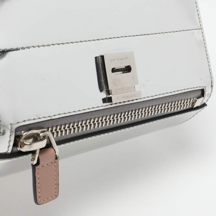 Pre Owned Givenchy Silver/Black Leather Pandora Crossbody Bag