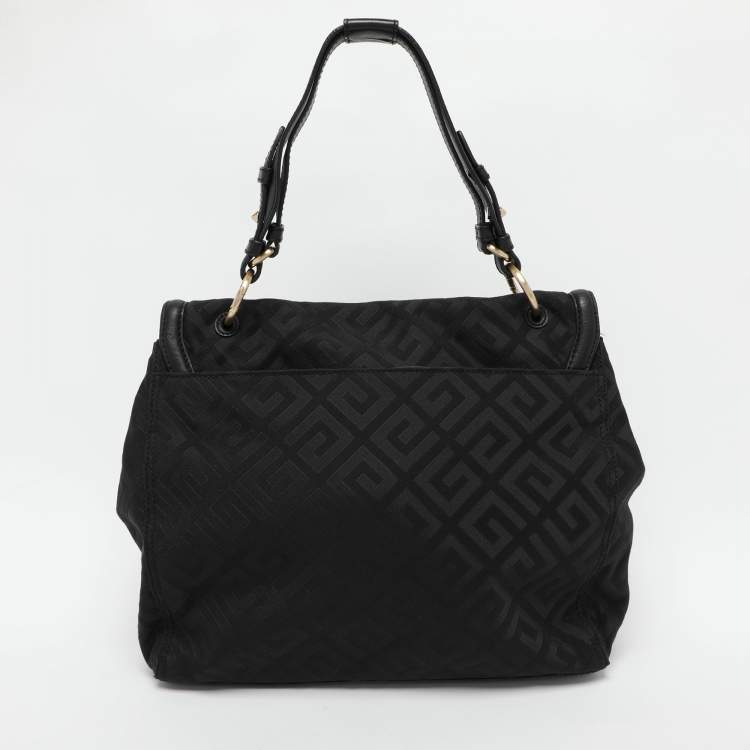 Pre Owned Givenchy Black Signature Canvas and Leather Shoulder Bag