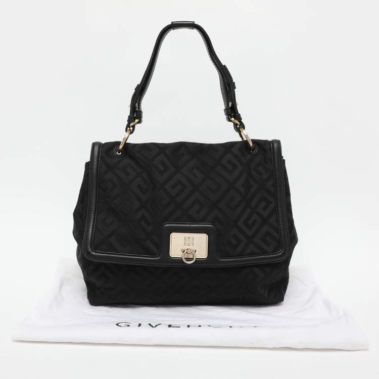 Pre Owned Givenchy Black Signature Canvas and Leather Shoulder Bag