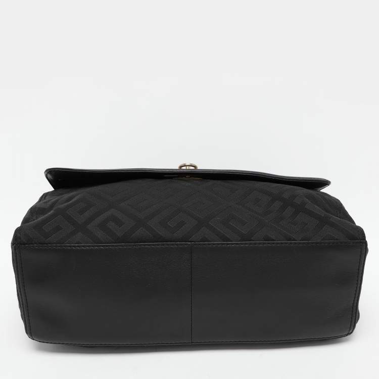 Pre Owned Givenchy Black Signature Canvas and Leather Shoulder Bag