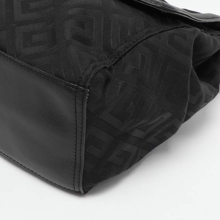 Pre Owned Givenchy Black Signature Canvas and Leather Shoulder Bag
