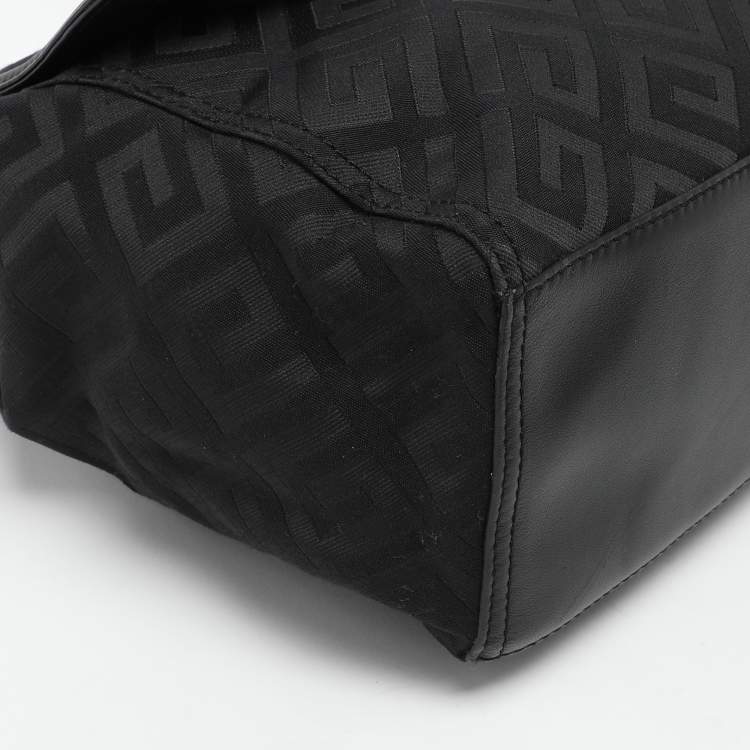 Pre Owned Givenchy Black Signature Canvas and Leather Shoulder Bag