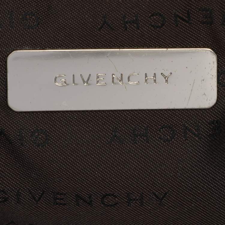 Pre Owned Givenchy Olive Green Signature Nylon Flap Crossbody Bag