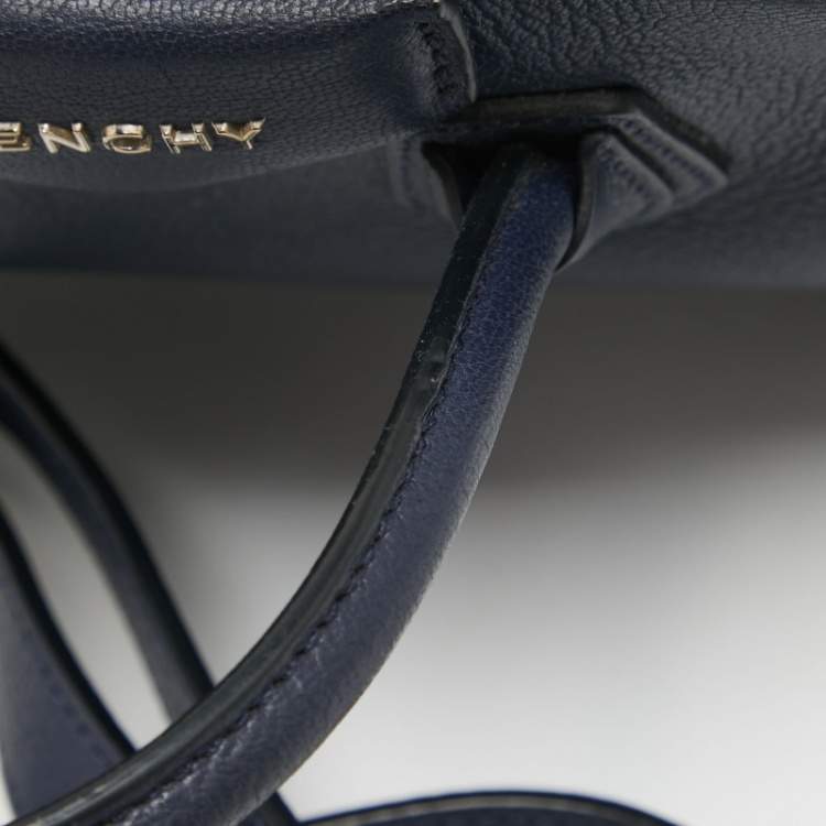 Pre Owned Givenchy Navy Blue Leather Mini Antigona Satchel