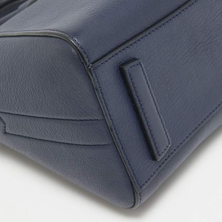 Pre Owned Givenchy Navy Blue Leather Mini Antigona Satchel