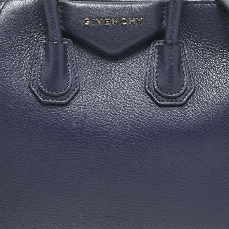 Pre Owned Givenchy Navy Blue Leather Mini Antigona Satchel