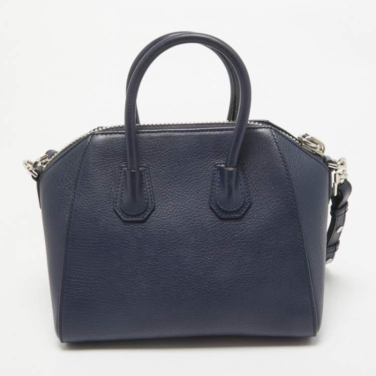 Pre Owned Givenchy Navy Blue Leather Mini Antigona Satchel