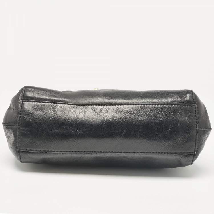 Pre Owned Givenchy Black Leather Pushlock Flap Top Handle Bag