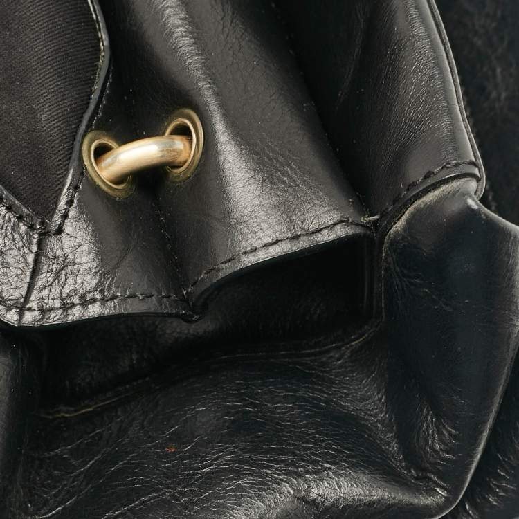 Pre Owned Givenchy Black Leather Pushlock Flap Top Handle Bag