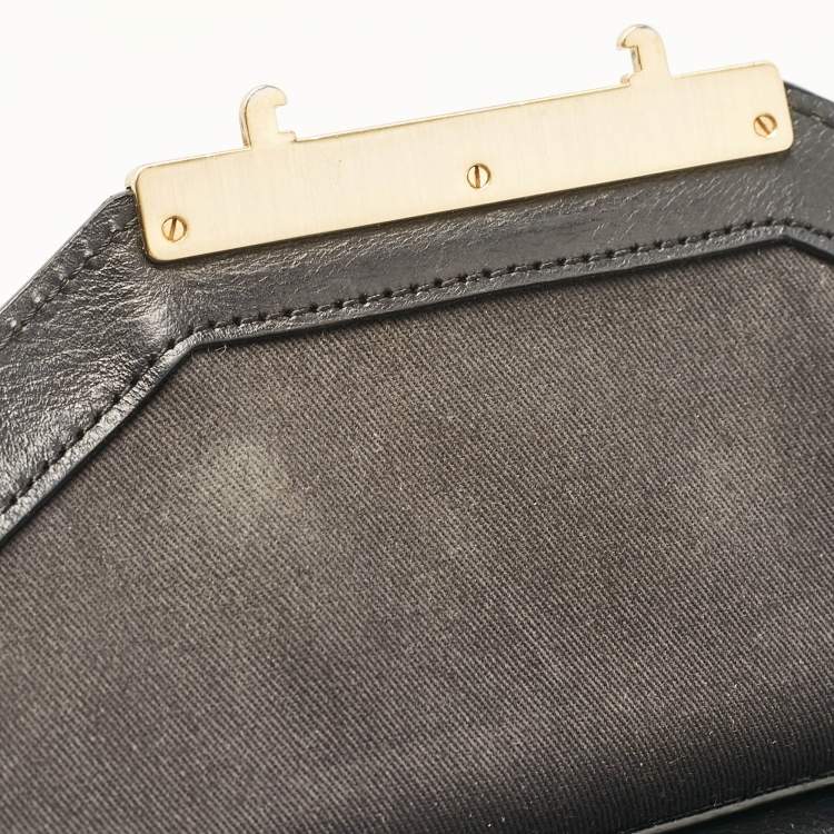 Pre Owned Givenchy Black Leather Pushlock Flap Top Handle Bag