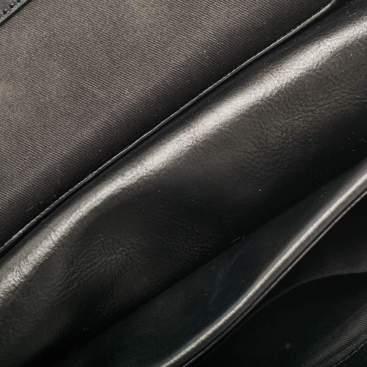 Pre Owned Givenchy Black Leather Pushlock Flap Top Handle Bag