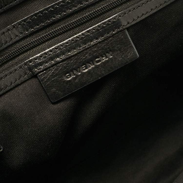 Pre Owned Givenchy Black Leather Pushlock Flap Top Handle Bag
