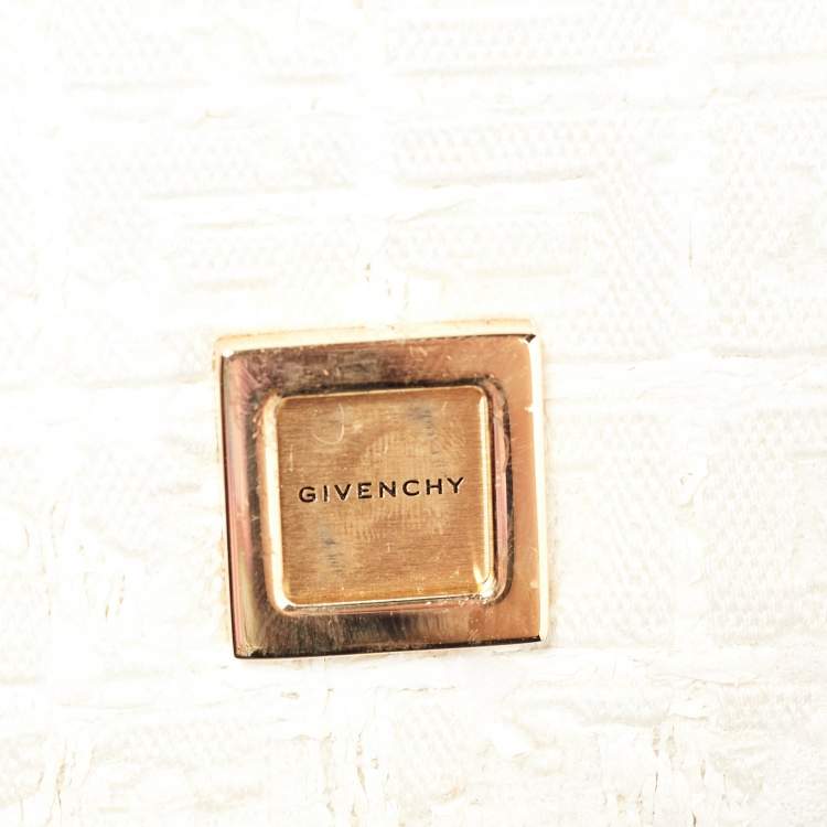 Pre Owned Givenchy White Tweed Fabric and Leather 4G Crossbody Bag