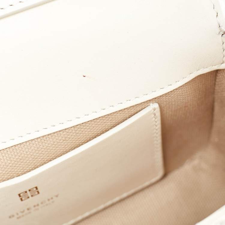 Pre Owned Givenchy White Tweed Fabric and Leather 4G Crossbody Bag