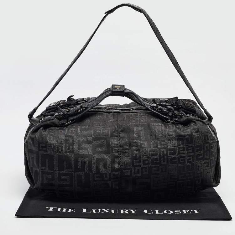 Pre Owned Givenchy Black Signature Nylon and Leather Hobo