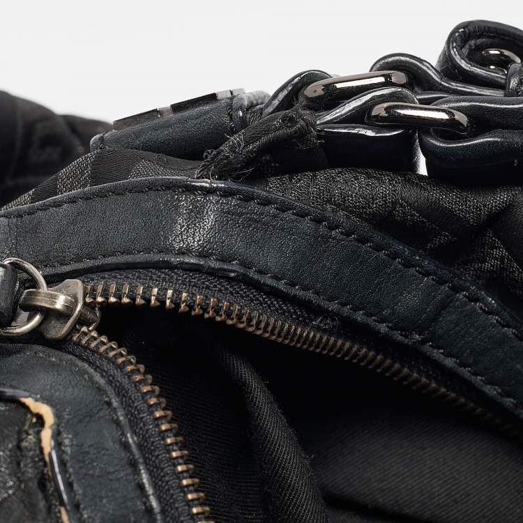 Pre Owned Givenchy Black Signature Nylon and Leather Hobo