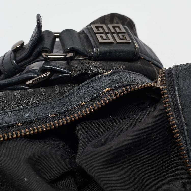 Pre Owned Givenchy Black Signature Nylon and Leather Hobo
