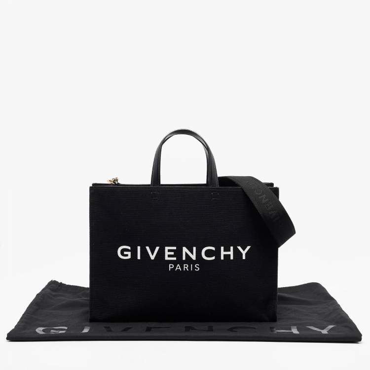 Pre Owned Givenchy Black/White Canvas and Leather Medium G Tote 
