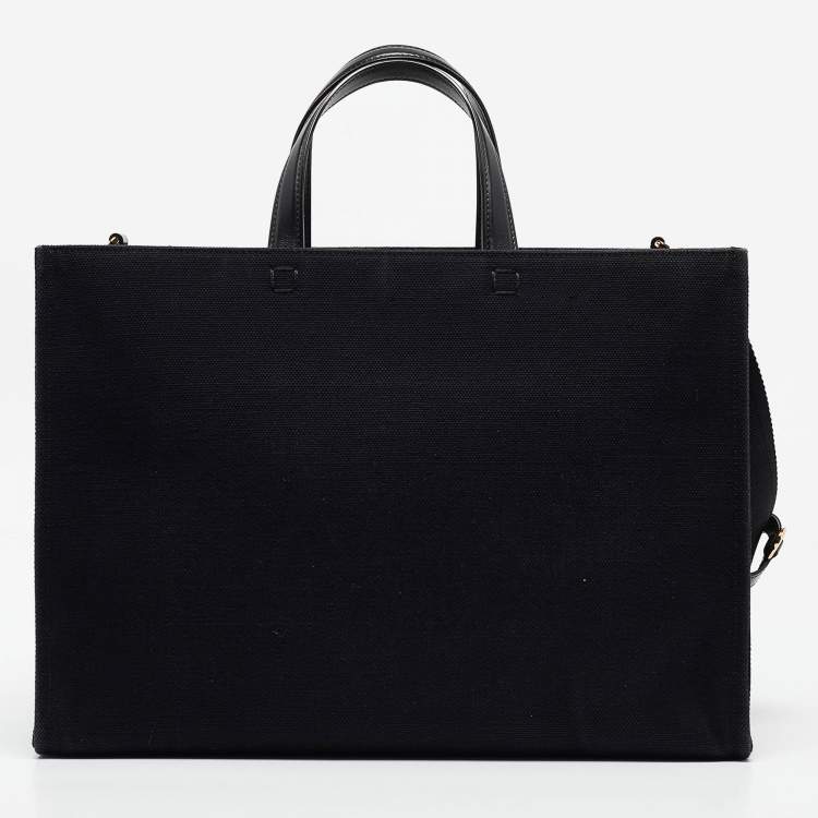 Pre Owned Givenchy Black/White Canvas and Leather Medium G Tote 