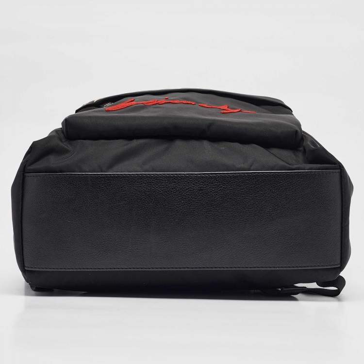 Pre Owned Givenchy Black Leather and Nylon Lion Print Backpack