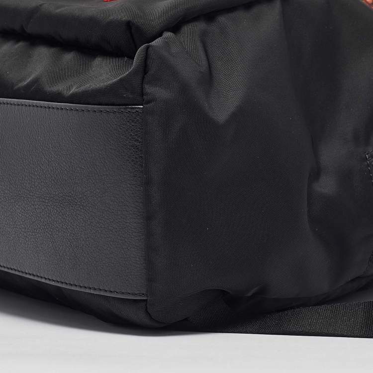 Pre Owned Givenchy Black Leather and Nylon Lion Print Backpack