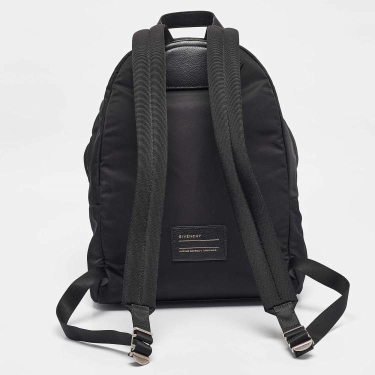 Pre Owned Givenchy Black Leather and Nylon Lion Print Backpack