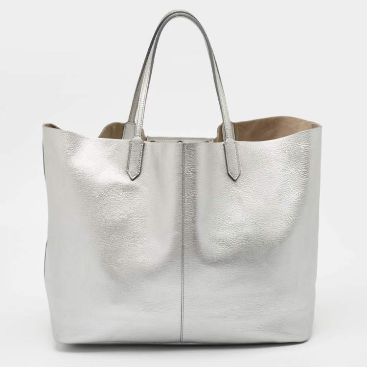 Pre Owned Givenchy Silver Leather Large Antigona Shopper Tote