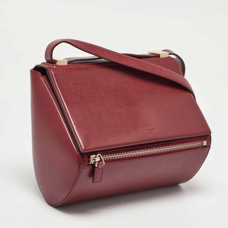 Pre Owned Givenchy Burgundy Leather Medium Pandora Box Bag