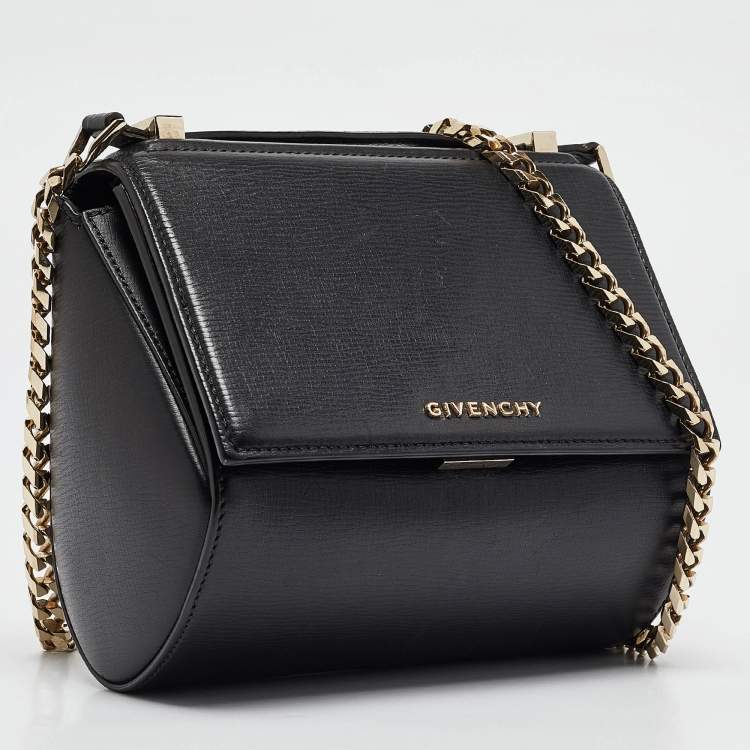 Pre Owned Givenchy Black Leather Mini Pandora Box Crossbody Bag