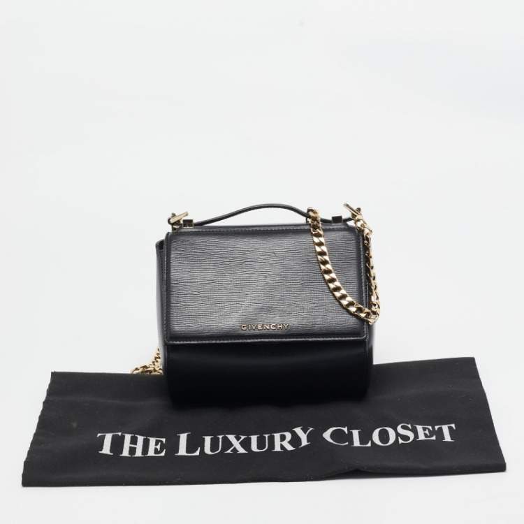 Pre Owned Givenchy Black Leather Mini Pandora Box Crossbody Bag