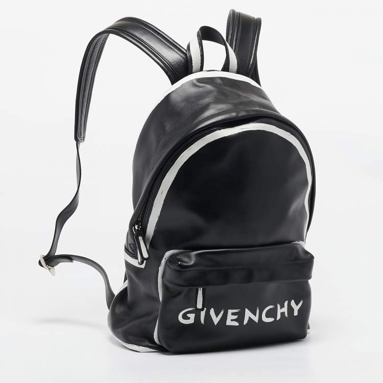 Pre Owned Givenchy Black Leather Graffiti Backpack