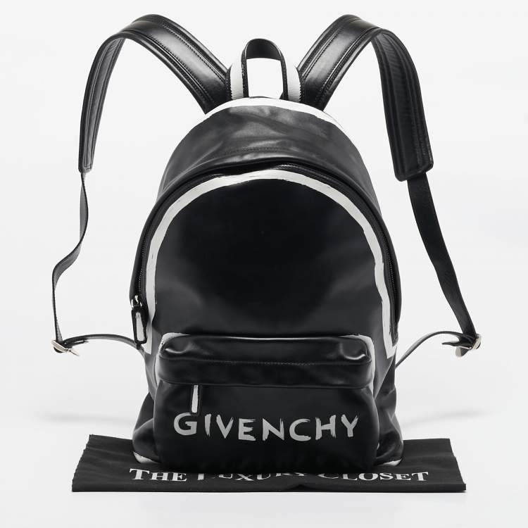 Pre Owned Givenchy Black Leather Graffiti Backpack