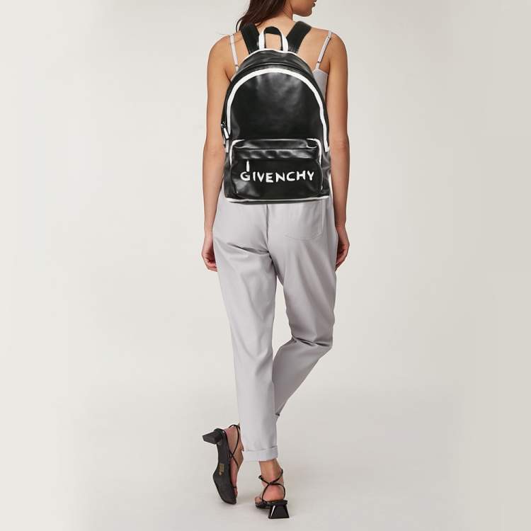 Pre Owned Givenchy Black Leather Graffiti Backpack