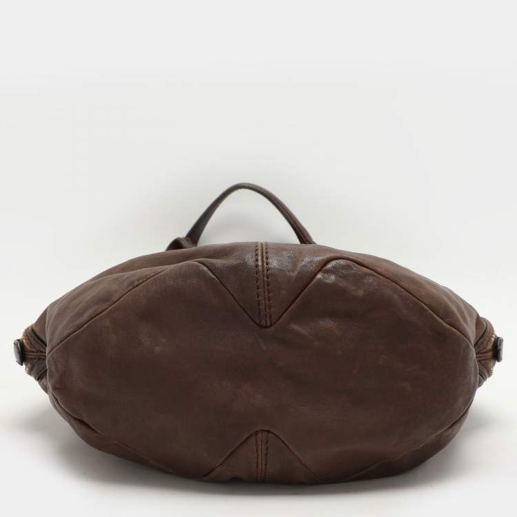 Pre Owned Givenchy Brown Textured Leather Small Tinhan Hobo Bag