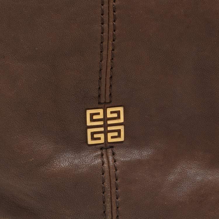 Pre Owned Givenchy Brown Textured Leather Small Tinhan Hobo Bag