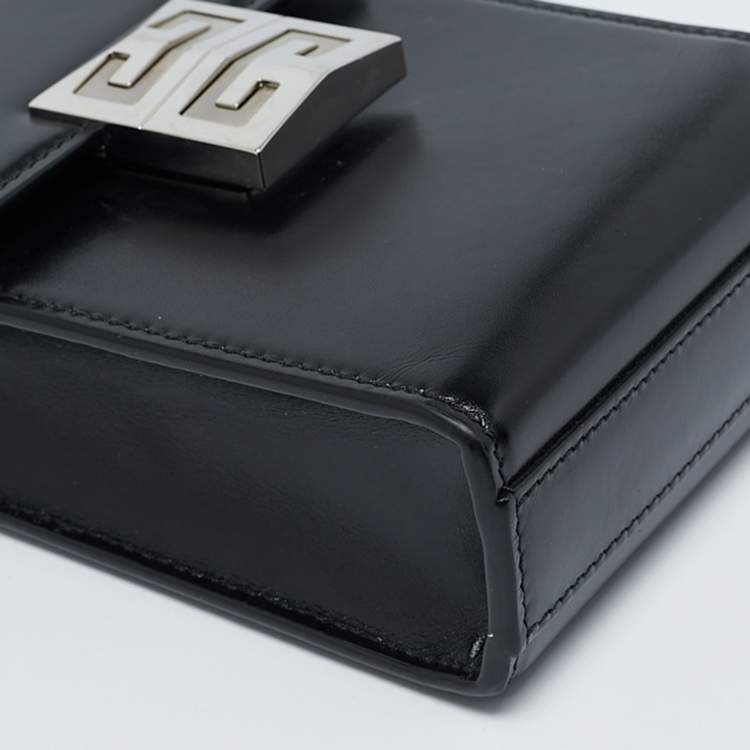 Pre Owned Givenchy Black Glossy Leather Mini 4G Crossbody Bag