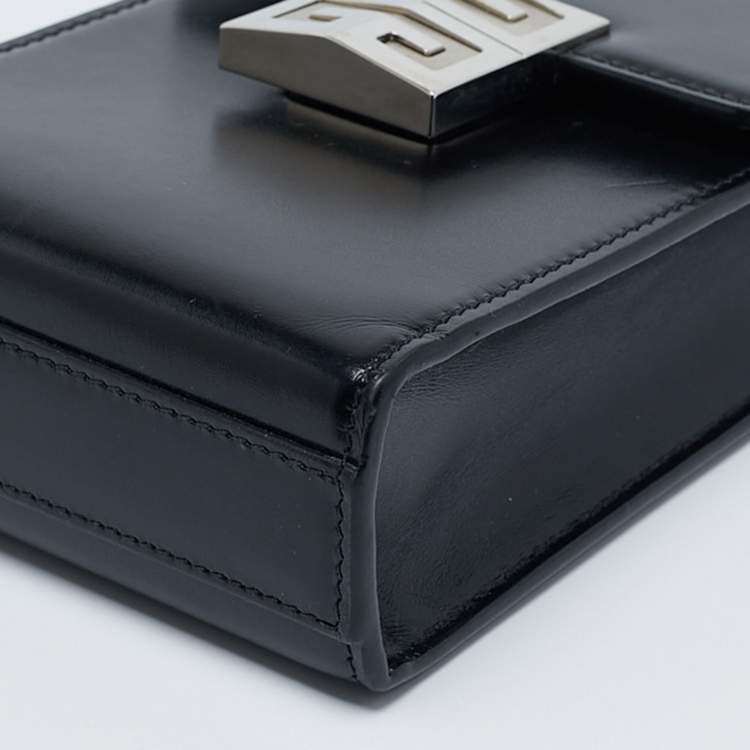 Pre Owned Givenchy Black Glossy Leather Mini 4G Crossbody Bag