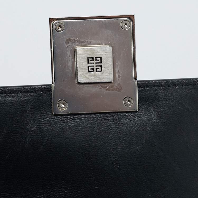 Pre Owned Givenchy Black Glossy Leather Mini 4G Crossbody Bag