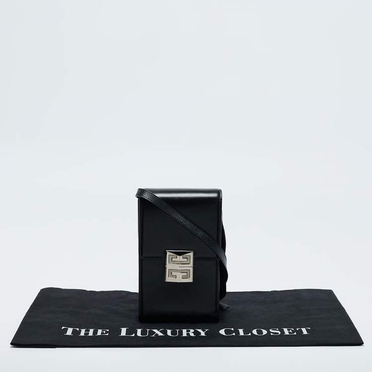 Pre Owned Givenchy Black Glossy Leather Mini 4G Crossbody Bag