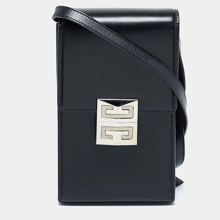 Pre Owned Givenchy Black Glossy Leather Mini 4G Crossbody Bag