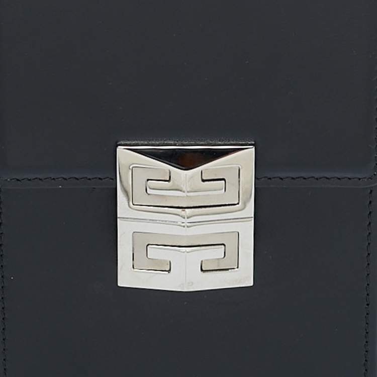Pre Owned Givenchy Black Glossy Leather Mini 4G Crossbody Bag