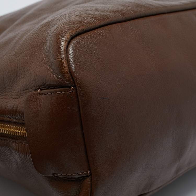 Pre Owned Givenchy Brown Leather Side Zip Hobo