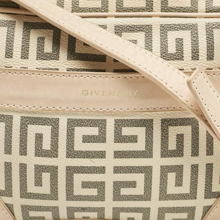 Pre Owned Givenchy Beige/Grey Signature Canvas and Leather Crossbody Bag